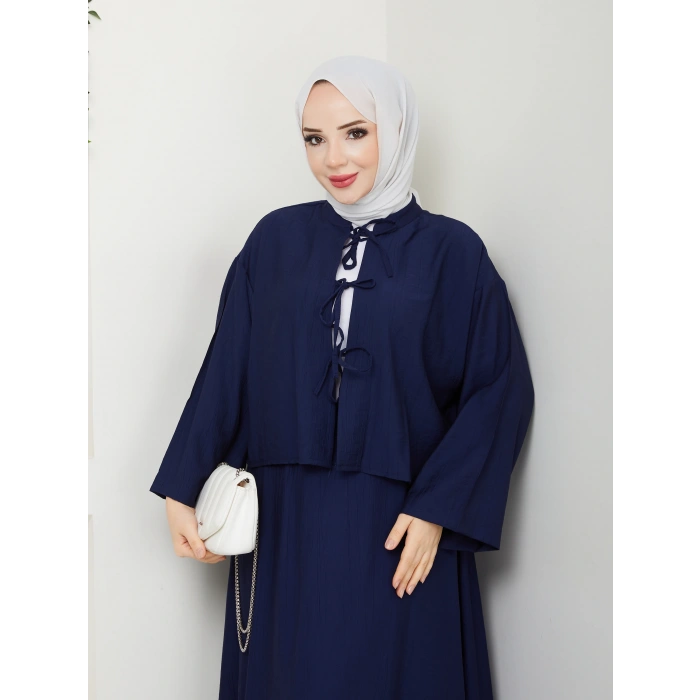 Önü Bağlamalı Çilek Kumaş Etekli Takım