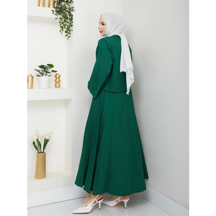 Önü Bağlamalı Çilek Kumaş Etekli Takım