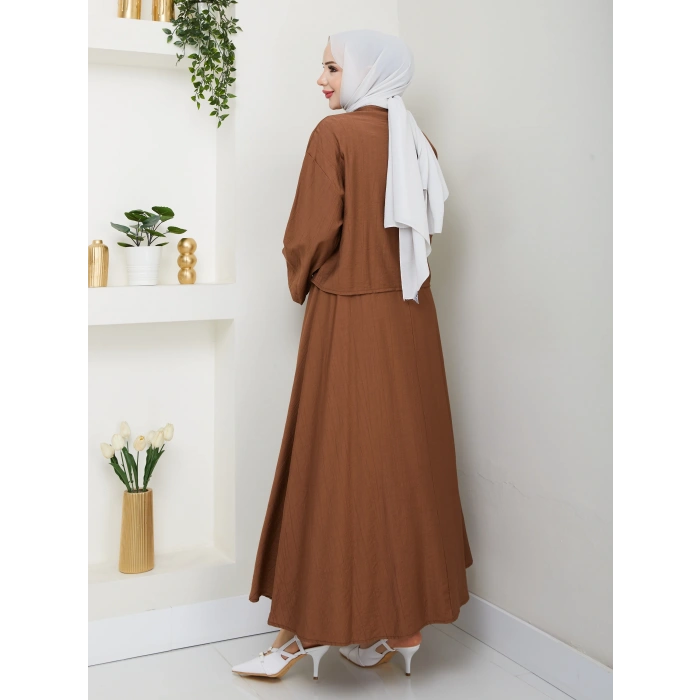 Önü Bağlamalı Çilek Kumaş Etekli Takım