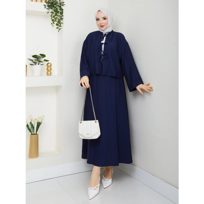 Önü Bağlamalı Çilek Kumaş Etekli Takım