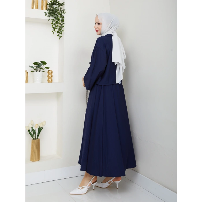 Önü Bağlamalı Çilek Kumaş Etekli Takım