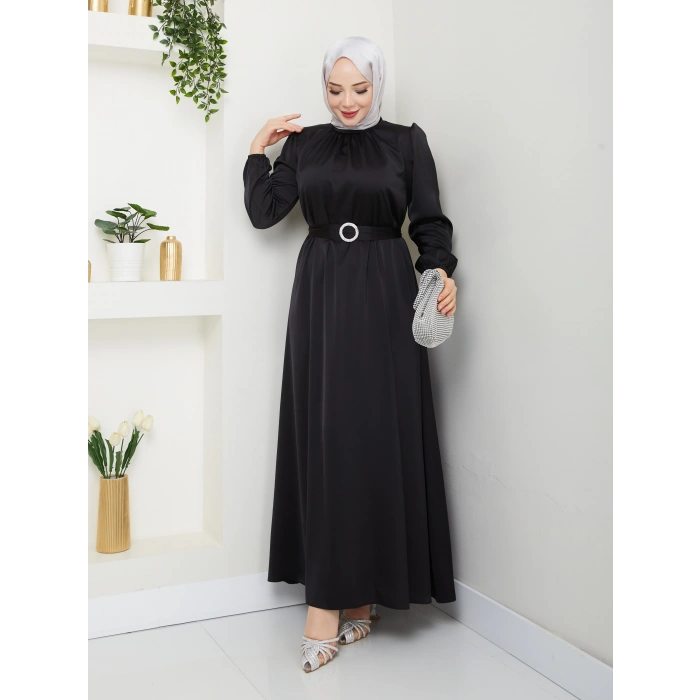 Toka Kemer Detaylı Saten Abiye