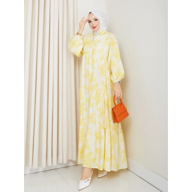 Büyük Çiçek Desen Elbise