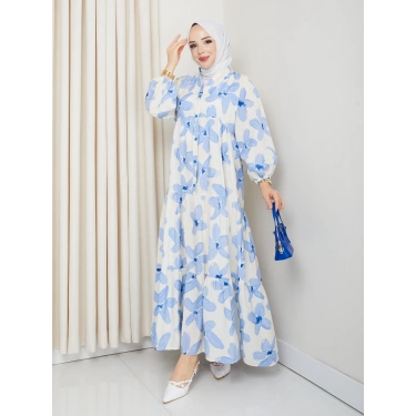 Büyük Çiçek Desen Elbise