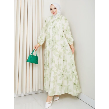 Büyük Çiçek Desen Elbise