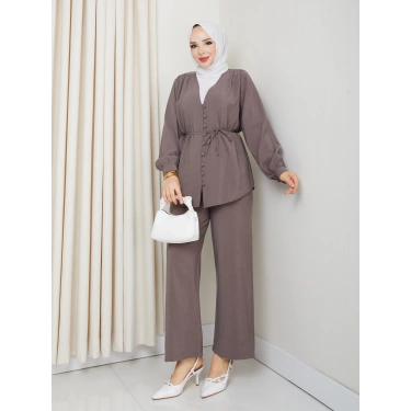 Düğme Detaylı Modal Takım