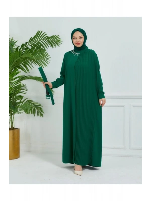 pilise detaylı çift taraflı krep elbise