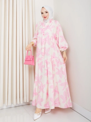 Büyük Çiçek Desen Elbise