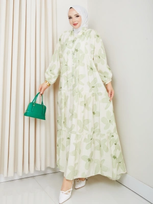 Büyük Çiçek Desen Elbise