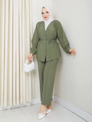 Düğme Detaylı Modal Takım