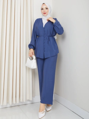 Düğme Detaylı Modal Takım