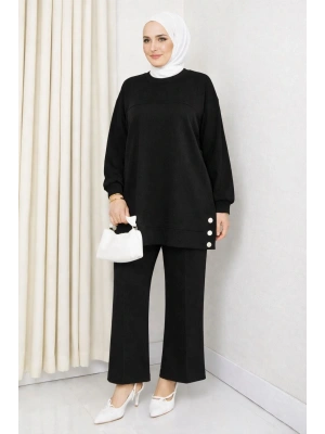 İki Yanı Düğme Detaylı İkili Takım