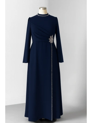 Krep Kumaş Taş Detaylı Abiye