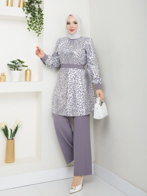 Leopar Baskılı Pantolonlu Takım