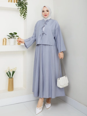 Önü Bağlamalı Çilek Kumaş Etekli Takım