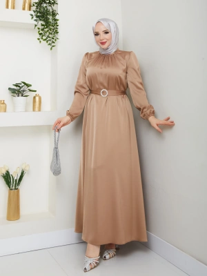 Toka Kemer Detaylı Saten Abiye