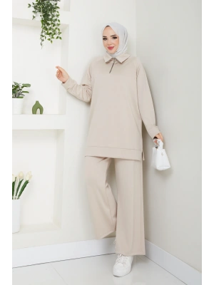 Yakası Fermuarlı Basic İkili Takım