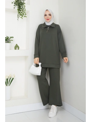 Yakası Fermuarlı Basic İkili Takım