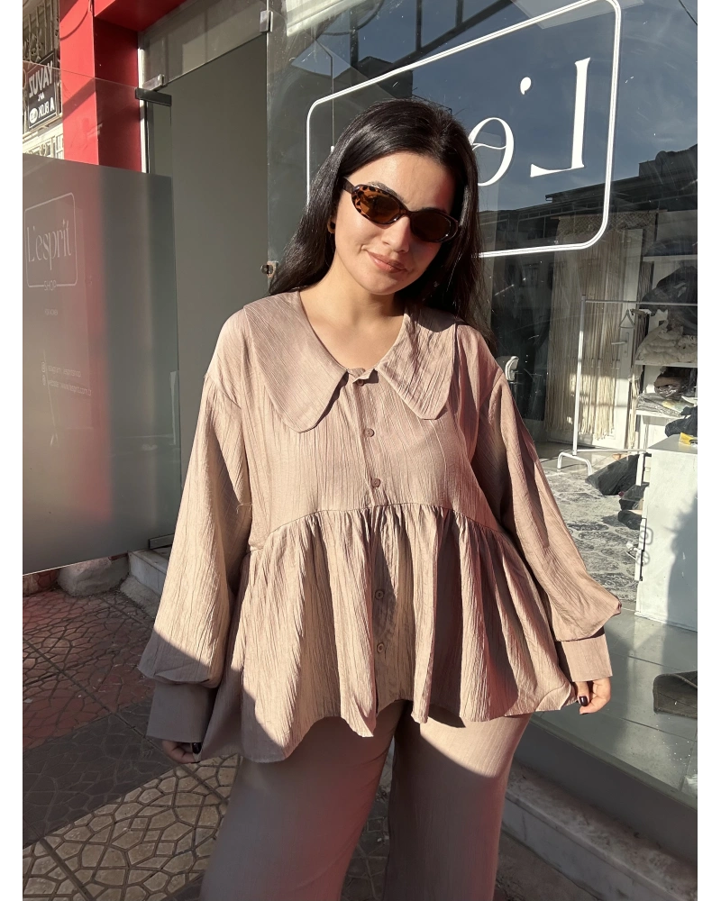 Kalp Yaka Bej Takım