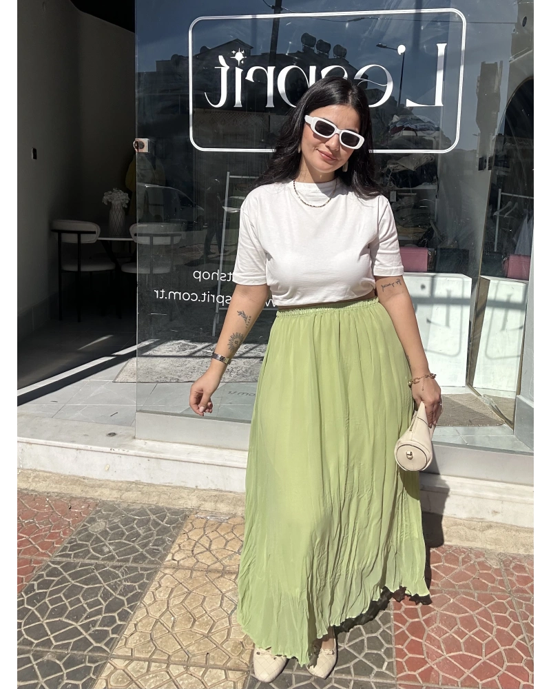 Yeşil Şifon Etek