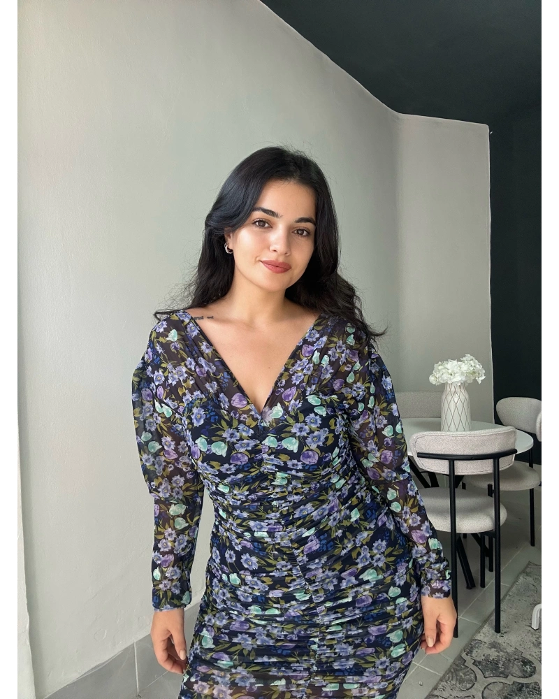 Çiçekli Şifon Elbise