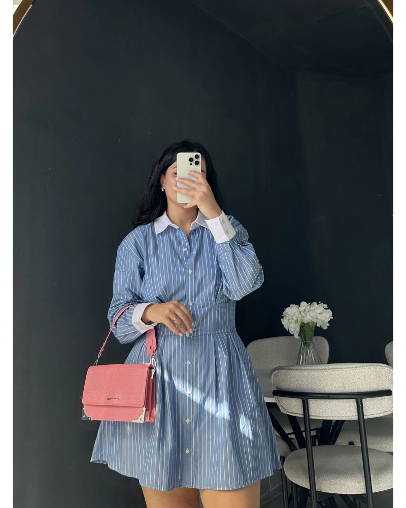 Çizgili Mavi Elbise