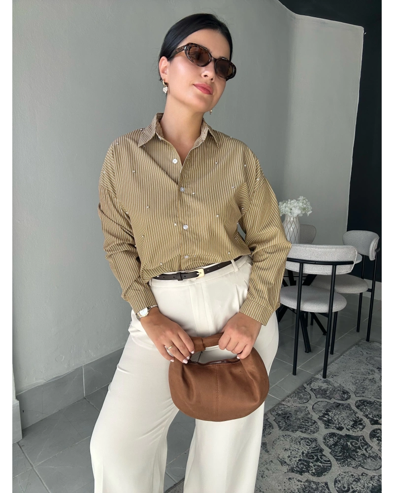 Çizgili Taşlı Gömlek