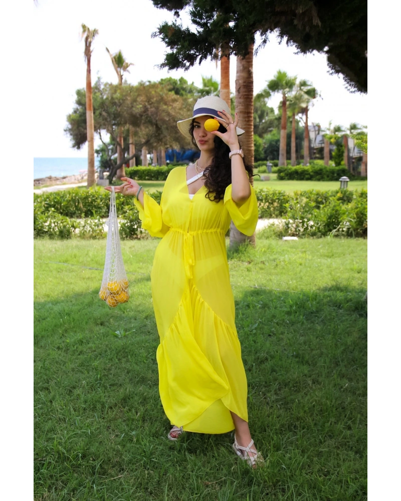 Fırfırlı Sarı Kimono