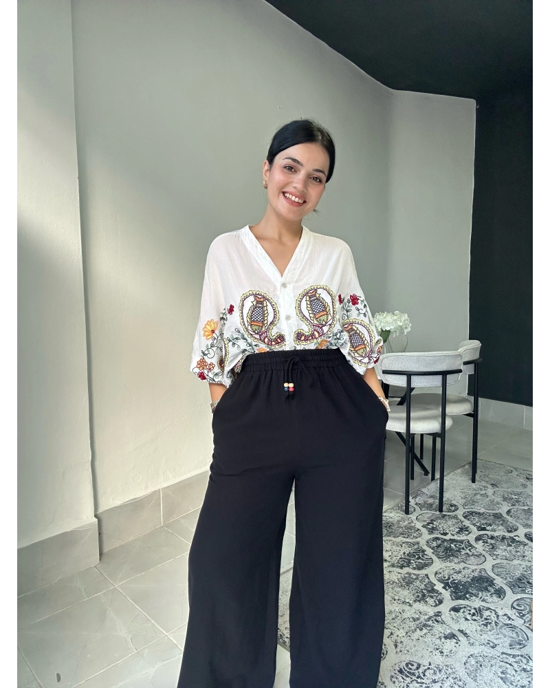 Ham Keten Siyah Pantolon