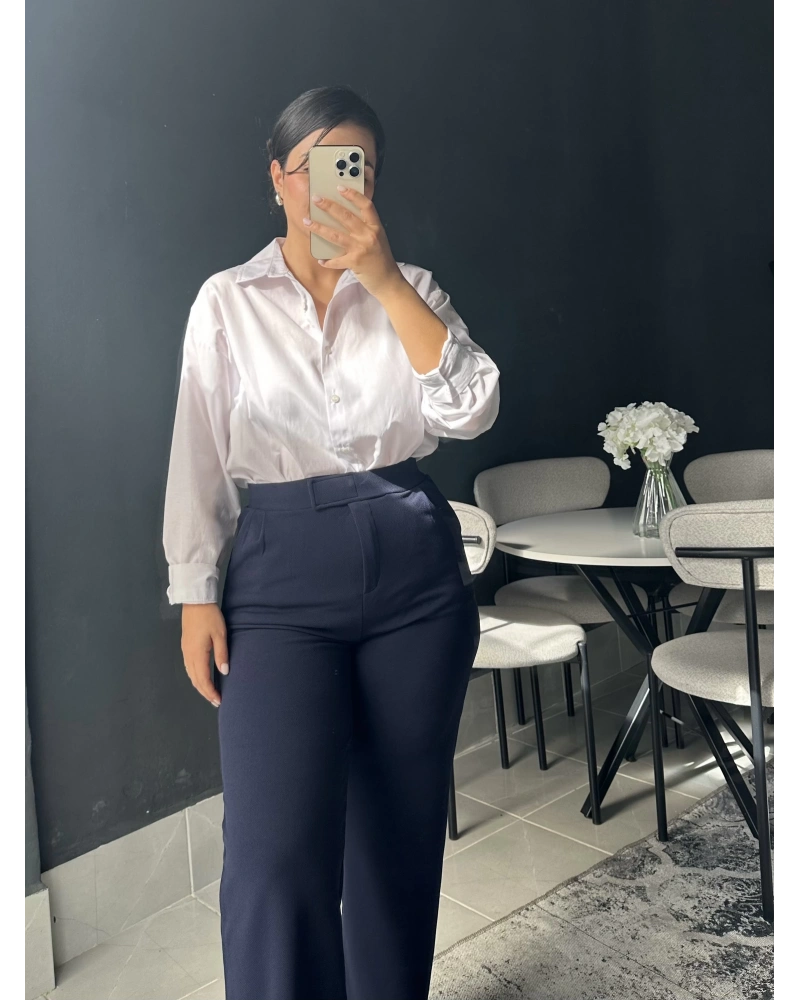 Lacivert Palazzo Pantolon