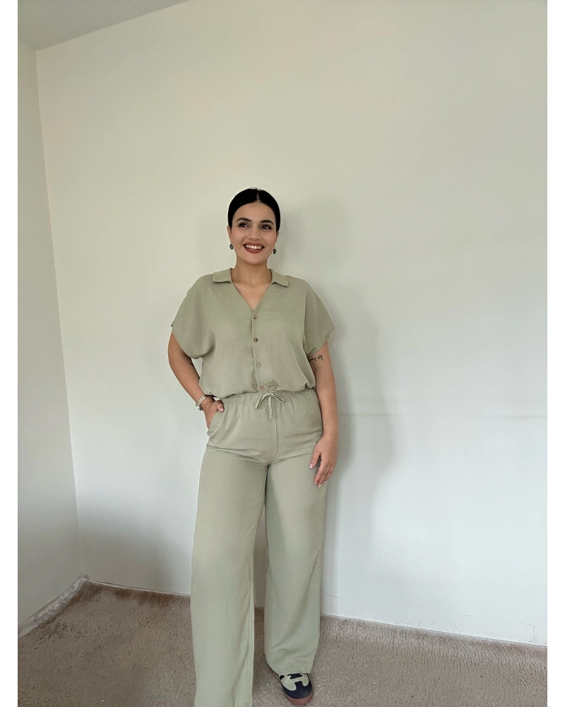 Premium Haki Gömlek Takım