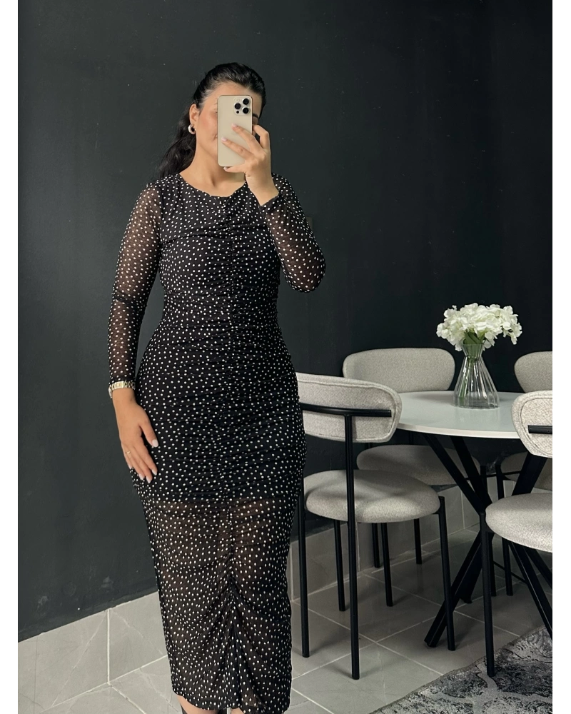 Puantiye Midi Elbise