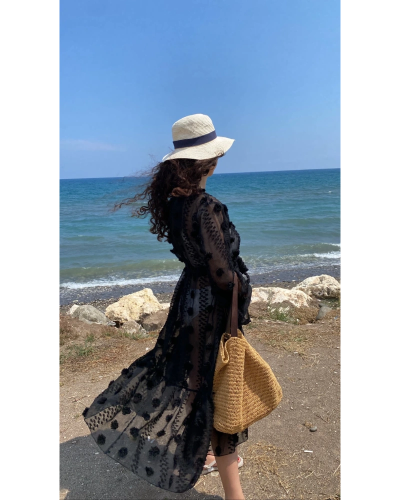 Siyah Fırfırlı Kimono