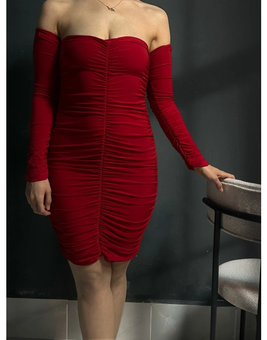 Kalp Yaka Kırmızı Elbise