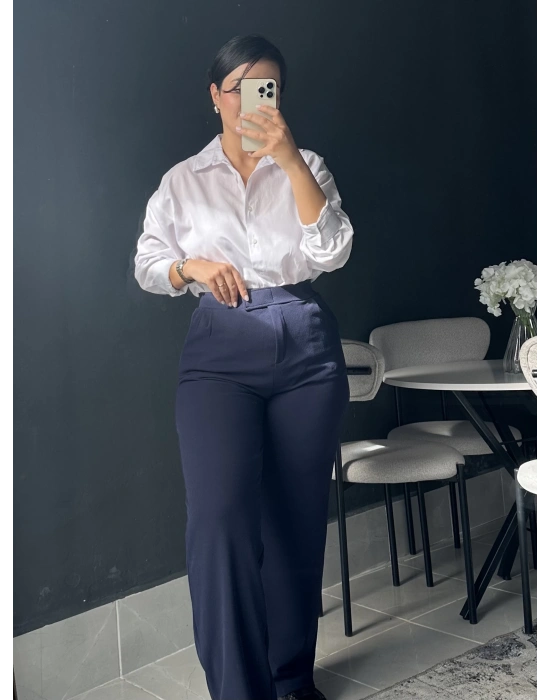 Lacivert Palazzo Pantolon