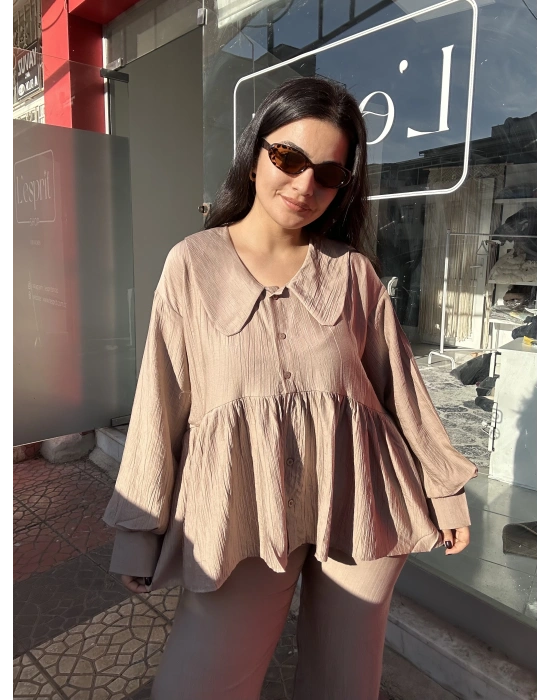 Kalp Yaka Bej Takım