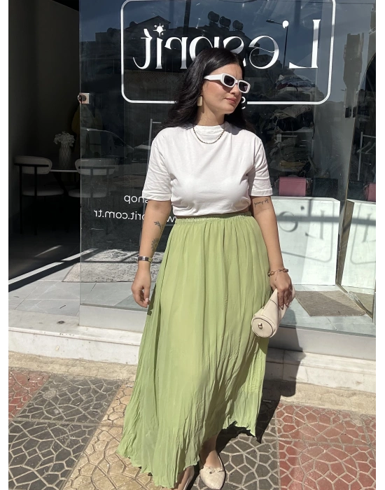 Yeşil Şifon Etek