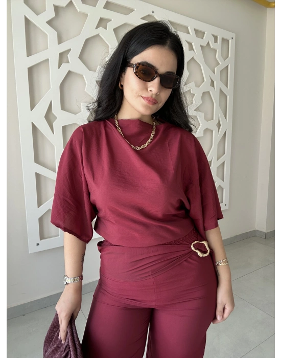 Tokalı Modal Bordo Takım