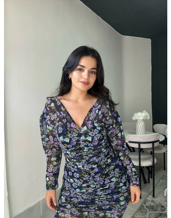 Çiçekli Şifon Elbise
