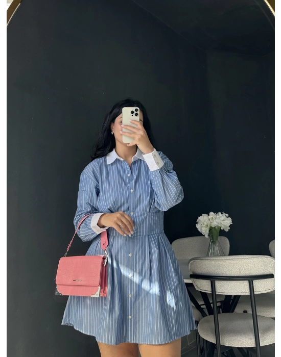 Çizgili Mavi Elbise