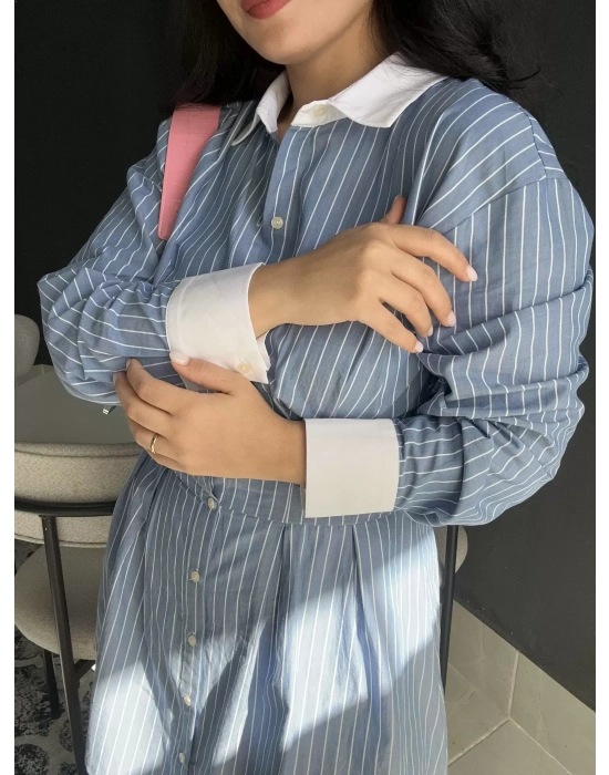 Çizgili Mavi Elbise