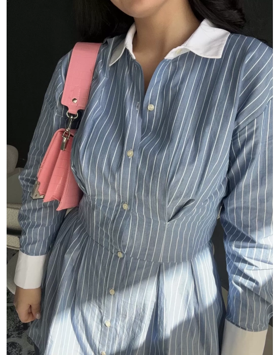 Çizgili Mavi Elbise