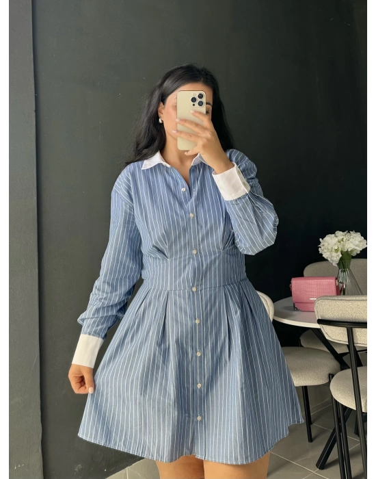 Çizgili Mavi Elbise