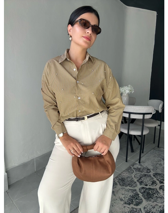 Çizgili Taşlı Gömlek