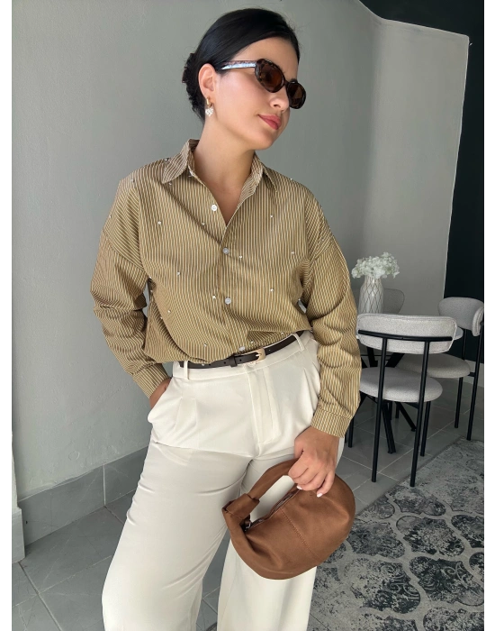 Çizgili Taşlı Gömlek