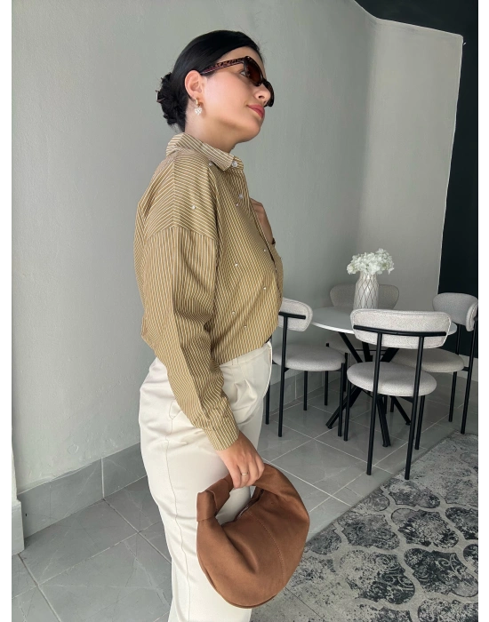 Çizgili Taşlı Gömlek
