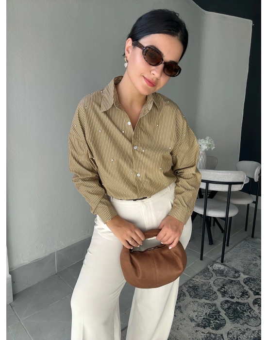 Çizgili Taşlı Gömlek