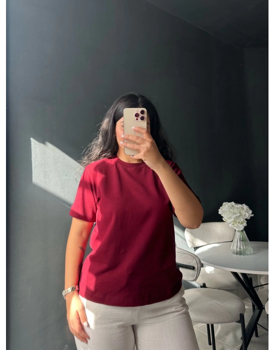 Cos Marka Bordo Basic Tişört