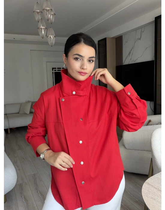 Düğmeli Kırmızı Ceket