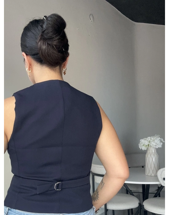 Düğmeli Lacivert Yelek
